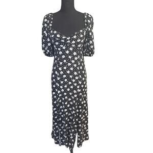 ASOS Design Puff Sleeve Ruched Bust Midi Split Dress – Women’s Elegant Style